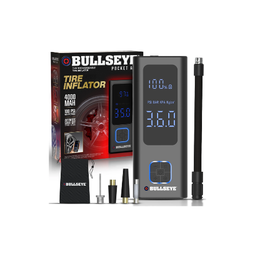 BULLSEYE POCKET AIR Tire Inflator Portable Air Compressor 100 PSI