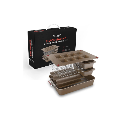 Elbee Home 8-Piece Nonstick Bread Baking Pan Set