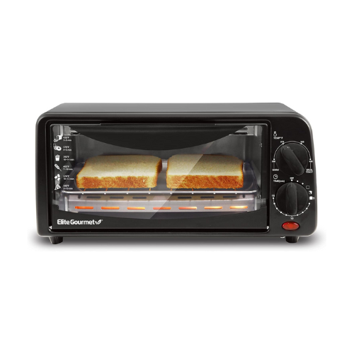 Elite Gourmet Compact 2-Slice Oven – Black