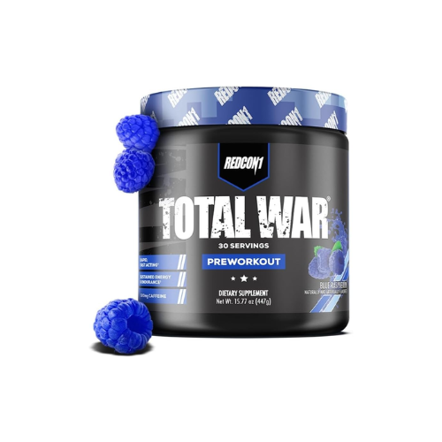 REDCON1 Total War Pre Workout Blue Raspberry, 320mg Caffeine (30 Servings)