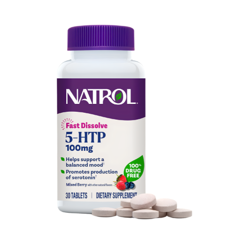 Natrol 5-HTP 100 mg Fast Dissolve 30 Mixed Berry Tablets
