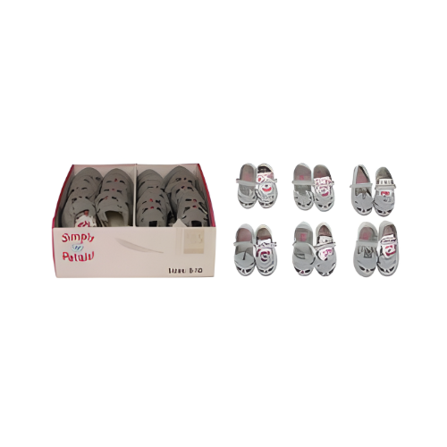 SIMPLY PETALS GREY MEOW BALLERINA SHOES - SIZES