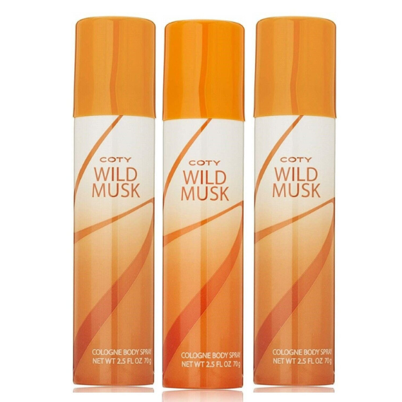 Cōty Wild Musk for Women Cologne Body Spray, 2.5 oz - PACK OF 3