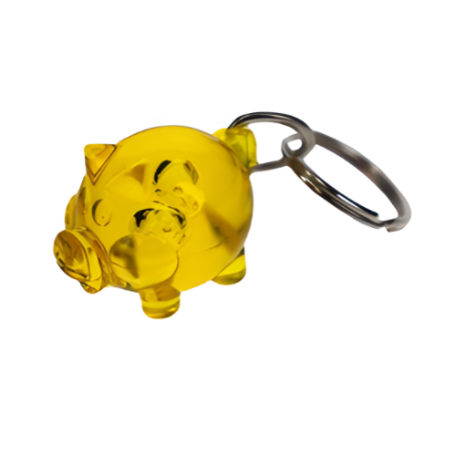 KEYCHAIN W/ PIG - YELLOW