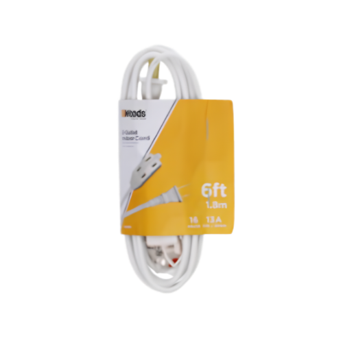 WOODS 16/2 6' 3 OUTLET INDOOR CORD - WHITE
