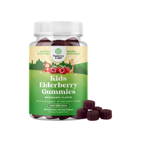 Nature's Craft Elderberry Sambucus Gummies Raspberry 60ct