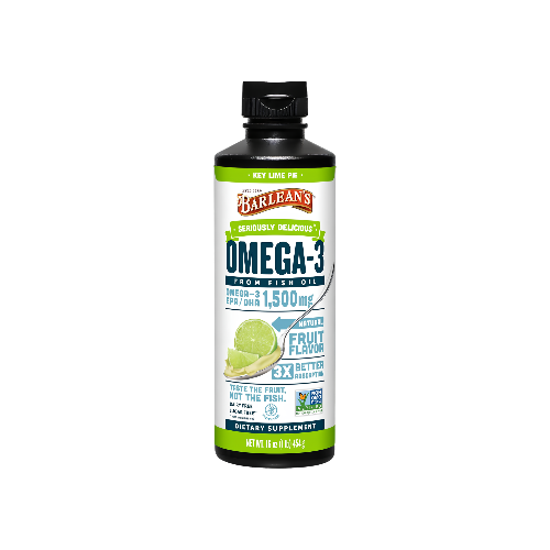 Barlean's Key Lime Pie Omega-3 Fish Oil Liquid, 1500mg EPA & DHA, 16oz