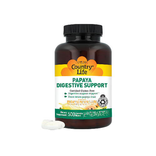 Country Life Papaya Digestive Support with Papain & Protease, 500 Wafers