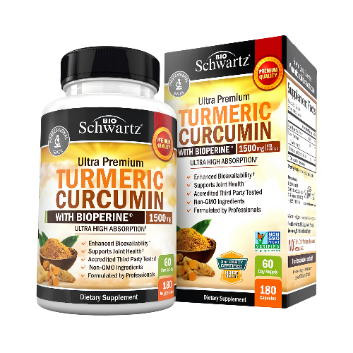 Bio Schwartz Turmeric Curcumin 1500mg Capsules, 180ct