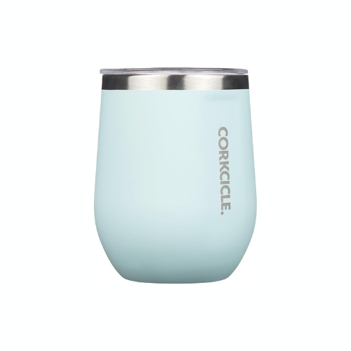 Sip in Style – Corkcicle Stemless Insulated Wine Glass Tumbler, Gloss Powder Blue, 12 oz