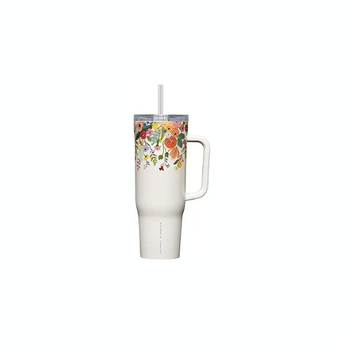 Sip in Style with the Corkcicle x Rifle Paper Co. Cruiser Insulated Tumbler, Garden Party Cream, 40 oz