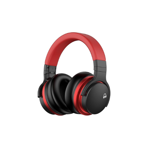 MOVSSOU E7 Active Noise Cancelling Wireless Headphones (Black/Red)