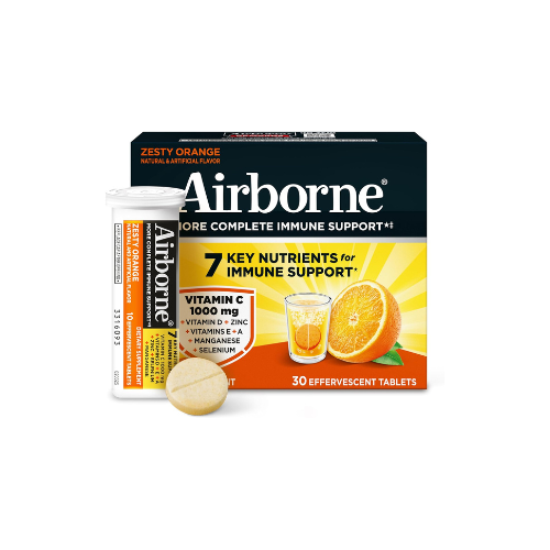 Airborne Immune Support Supplement – Zesty Orange, 30 Tablets