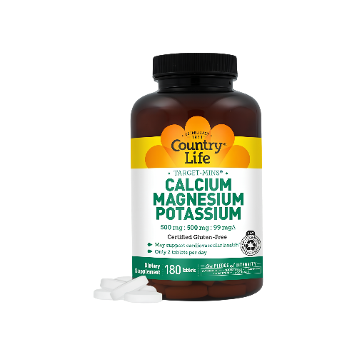 Country Life Target-Mins Calcium Magnesium Potassium, 180 Tablets