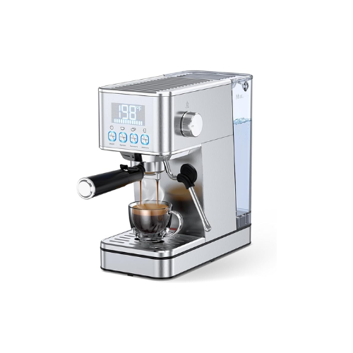 LERTIN Espresso Machine, 20 Bar Compact Stainless Espresso Maker with Milk Frother Steam Wand, 57.5 oz Removable Water Tank, Silver