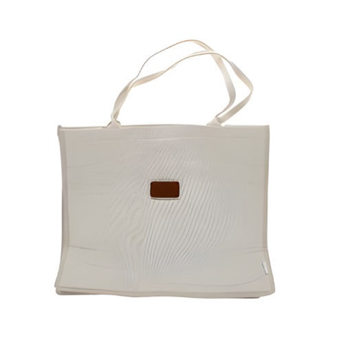 LEATHER BEACH BAG WINE TOTE - WHITE
