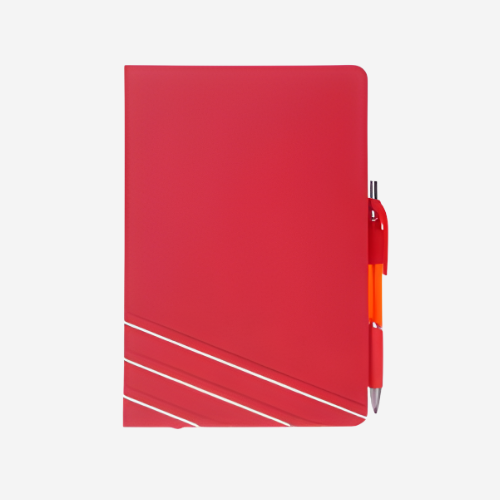 Souvenir Lined Notebook w/ Pen – Red/Silver