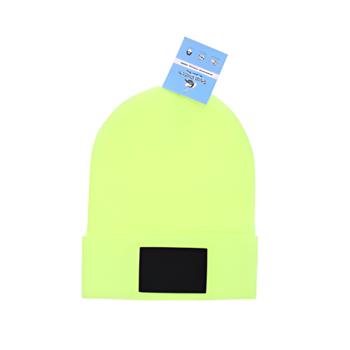 JOHN BOY SLAP PATCH BEANIE - NEON YELLOW