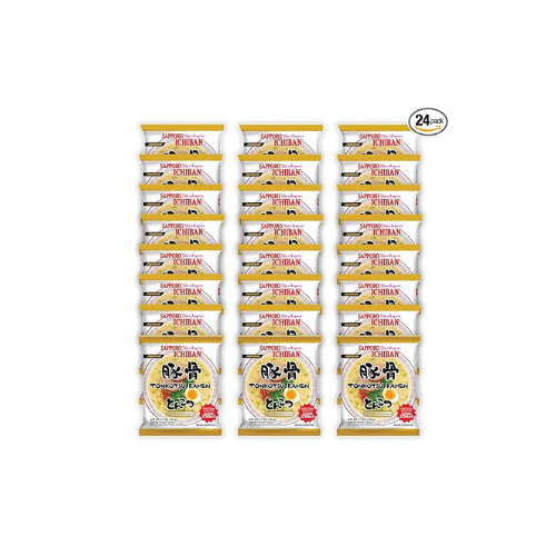 SAPPORO ICHIBAN Ramen Noodles – Tonkotsu Flavor 3.5 Oz (24 Pack)