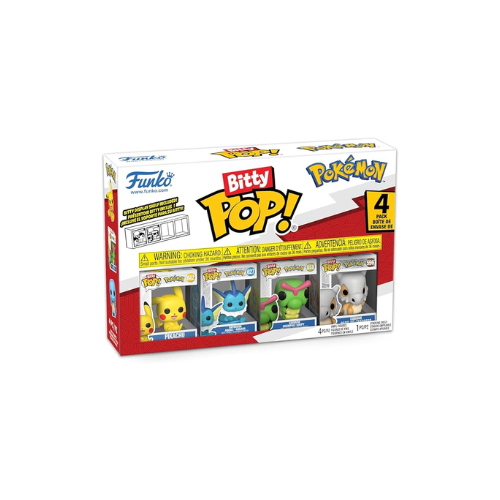 Bitty POP Pokémon Pikachu 4-Pack – Pikachu, Vaporeon, Caterpie & Cubone