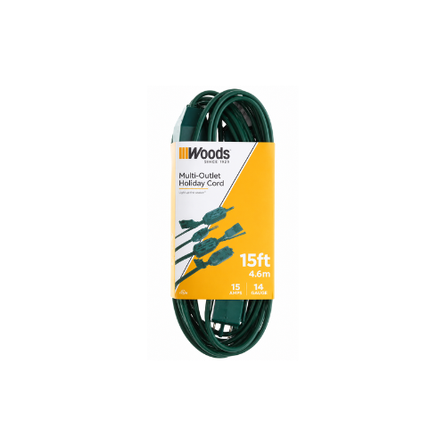 Woods 18/2 15' Multi-Outlet Holiday Cord