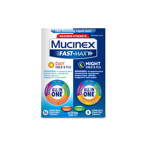 Mucinex Fast-Max Day and Night Cold & Flu – 24 Liquid Gels